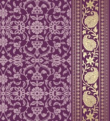 wedding card design, traditional paisley floral pattern , royal India	