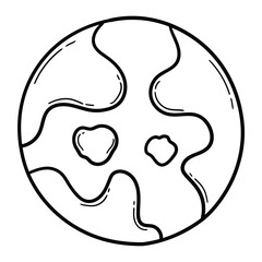 Hand drawn doodle planet earth on white background.