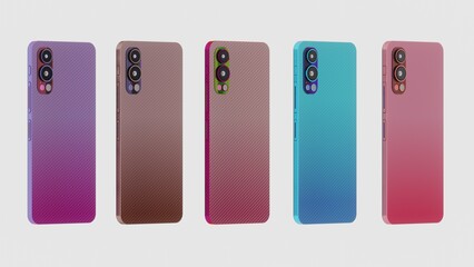 Gradient smartphones highlighting sleek camera modules in modern designs. 3D rendering.