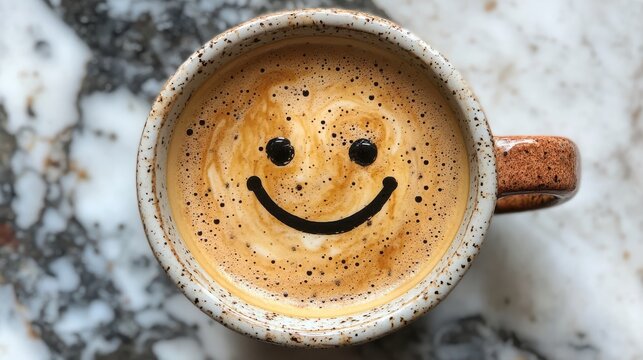 a cup of coffee with a smiley face