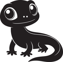 A cute kawaii salamander silhouette vector and illustration design.