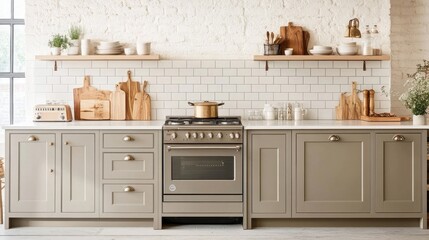 Cozy and Rustic Kitchen with Wooden Shelves and Cabinets