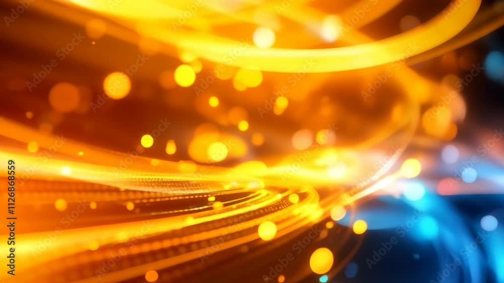 Aufkleber radiant golden light trails network connections tech dynamic illumination futuristic motion abstract