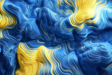 A vibrant background of swirling blue and yellow light waves over a textured surface, evoking motion and energy.