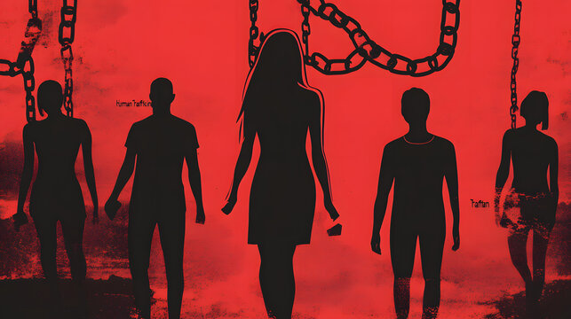 Human Trafficking Awareness Day, held on 11 January. National Slavery and Human Trafficking Prevention. Background, illustration, copy space, support, crime, freedom, awareness