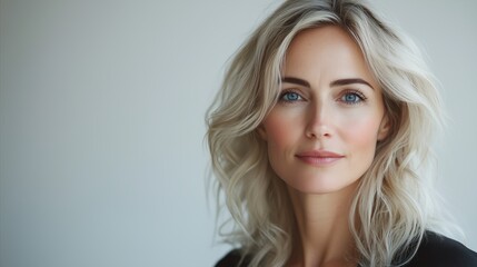 Naklejka premium Woman with blonde hair and blue eyes