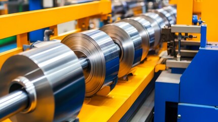 Obraz premium Industrial Metal Stamping Press Line Manufacturing Process Steel Coils