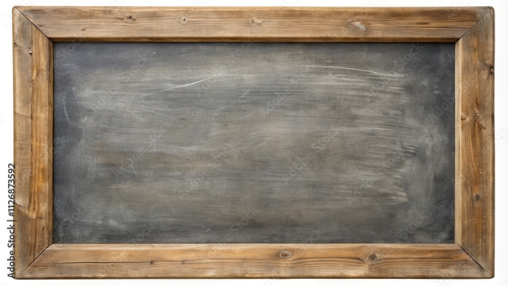Aufkleber a weathered rustic wooden framed chalkboard with a blank slate surface ready for your message.