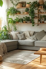 Cozy and Green Oasis: A Serene Living Room Sanctuary
