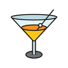 Cocktail Glass color line icon with white background vector stock illustration