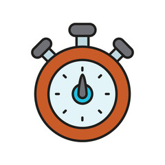 Countdown Clock color line icon with white background vector stock illustration