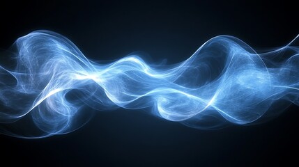 Obraz premium Abstract blue glowing wave energy flow on dark background.