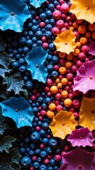 background with bubbles, Colorful geometric flowers and shapes in an artistic pattern