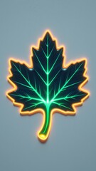 Solar-powered glowing leaf highlighting sustainable energy solutions, High-tech quantum chip leaf design symbolizing clean energy future