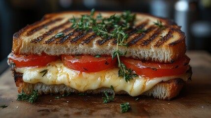a grilled cheese sandwich with melted cheese