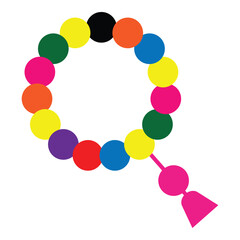 Prayer beads icon. Colourful prayer beads icon or logo isolated sign symbol. Prayer beads islam, muslim religion icon isolated on white background. Vector illustration.