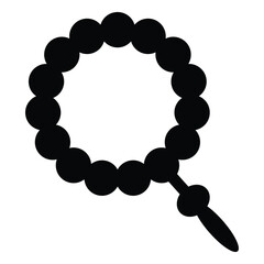 Prayer beads icon. Prayer beads icon or logo isolated sign symbol. Prayer beads islam, muslim religion silhouette icon isolated on white background. Vector illustration.
