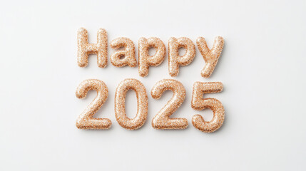 Happy 2025 is festive and cheerful display, perfect for celebrating New Year with sparkling letters that add touch of glamour
