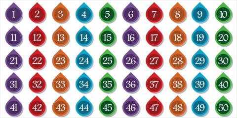 umbers, 1 to 50 colorful cone circles for kids premium colorful