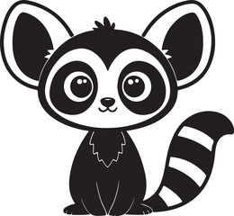 A cute kawaii lemur silhouette vector and illustration design. © MdMujahid