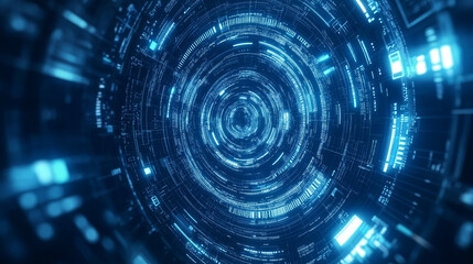Obraz premium Futuristic Circular HUD Interface with Blue Abstract Tech Background