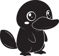 A cute kawaii platypus silhouette vector and illustration design.
