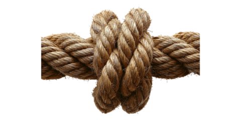 Intricately tied nautical rope knot isolated on transparent background