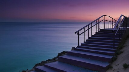 Obraz premium Stairs crossing the dunes to the beach 