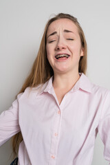 Young woman after dental medical care