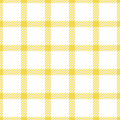 Variety plaid fabric check, hippy textile pattern vector. Sewing seamless texture tartan background in yellow and white colors.