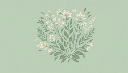 Nature's Grace: A Soft Green Floral Art