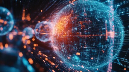 A futuristic command center displaying massive holographic global networks 