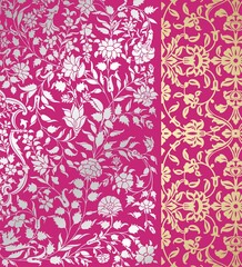 wedding card design, traditional paisley floral pattern , royal India	