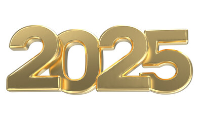 Happy New Year number 2025 3d render