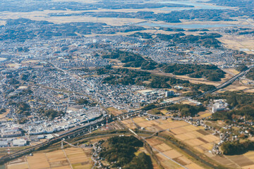 The view from the airplane window to the clouds