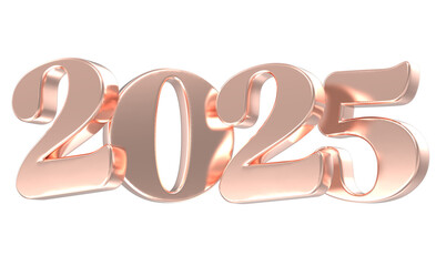 Happy New Year number 2025 3d render