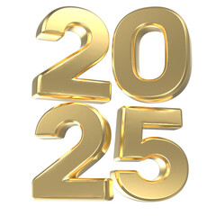 Happy New Year number 2025 3d render