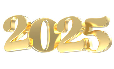 Happy New Year number 2025 3d render