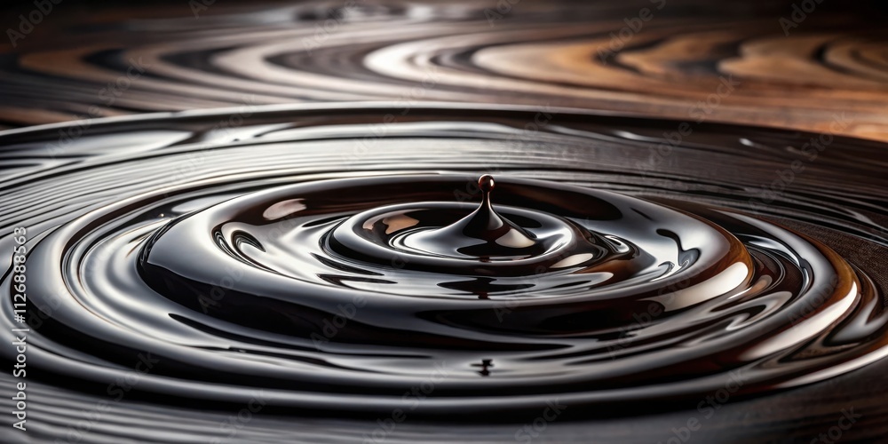 Poster a single drop of liquid creates concentric ripples on a smooth, dark surface, reflecting the light a