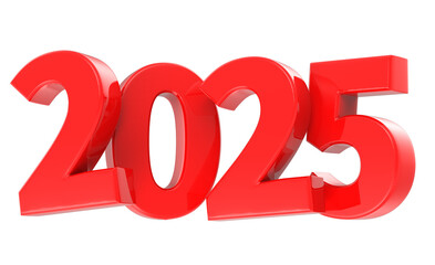 Happy New Year number 2025 3d render