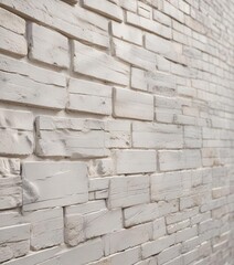 Fototapeta premium Close-up of a white brick wall with a subtle mortar joint effect , masonry, white brick, mortar joint