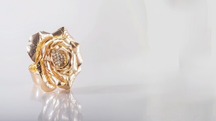 Champagne Rose Flower on White Background