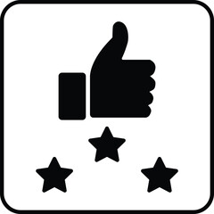 WebHand up with Star, Star Rating, Сustomer satisfaction icon, Customer review rating, Like sign, Quality Review icon