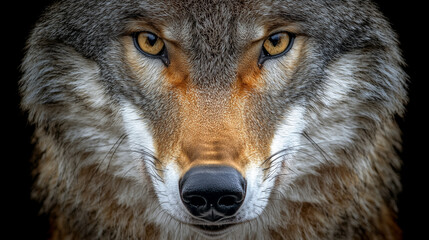 Obraz premium Close-Up Portrait of a Coyote's Face with Intense Gaze