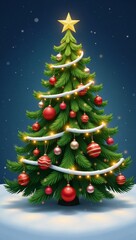 Obraz premium Digital art depicting Christmas tree against backdrop