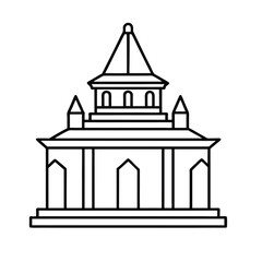 a church icon in sign line art icon vector silhouette illustration for photo overlays, t-shirt prints, and flyer poster design isolated on a white background