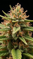 Obraz premium Close-up portrayal focusing on cannabis flowers trichome structures