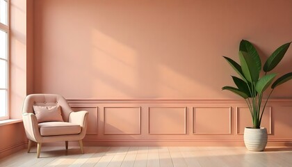 modern living room with colorful wall