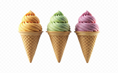 abstract 3d Triple scoop ice cream cone png design 