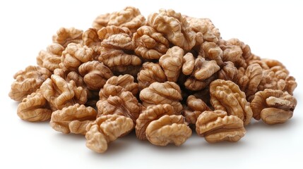 Fototapeta premium a pile of walnuts on a white background